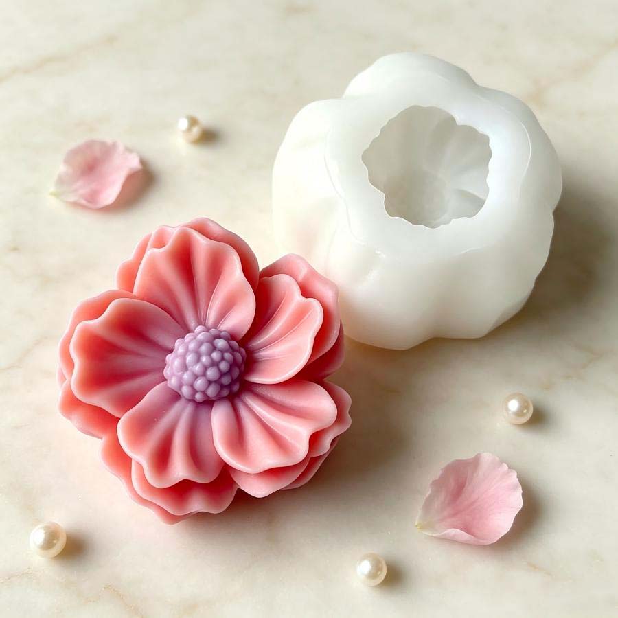 Candle Souvenir - 3D Camellia Flower Silicone Candle Mold,