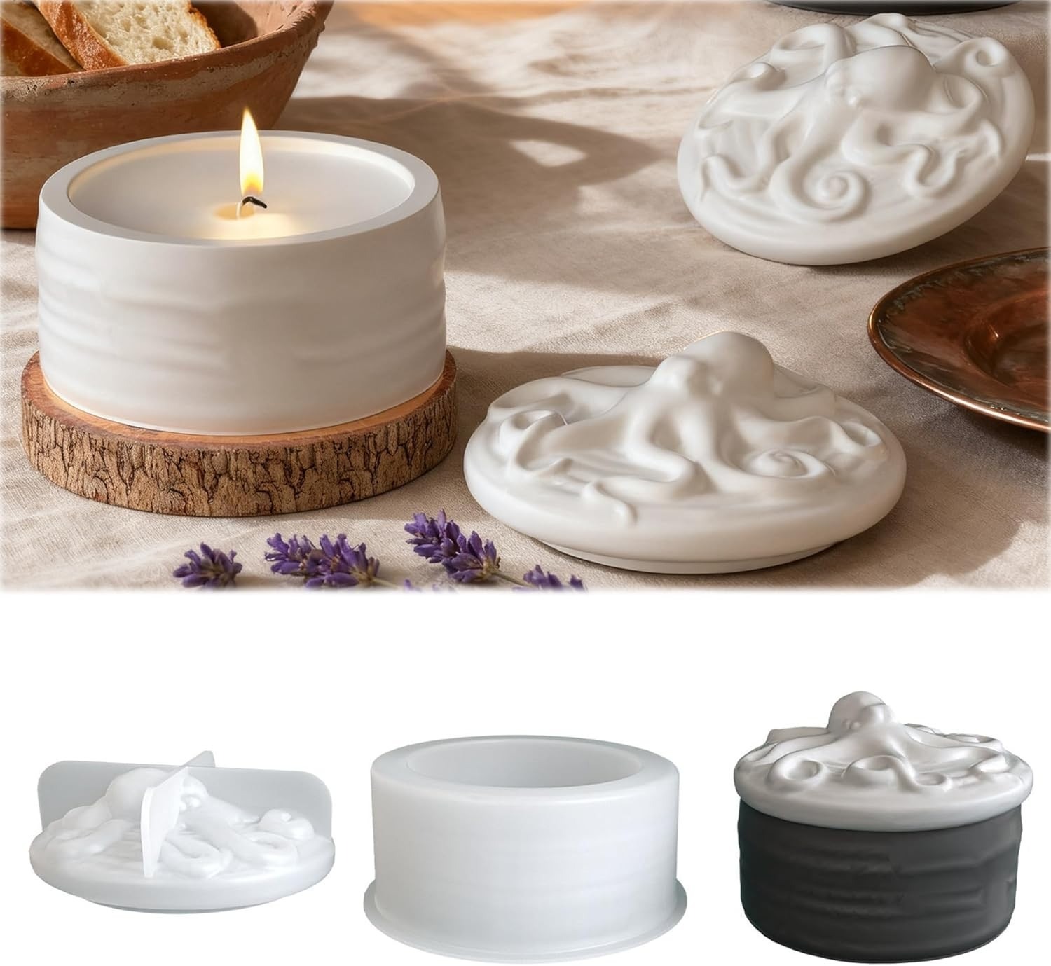 Candle Vessel Supplies - Octopus Lid Candle Jar Silicone Mold