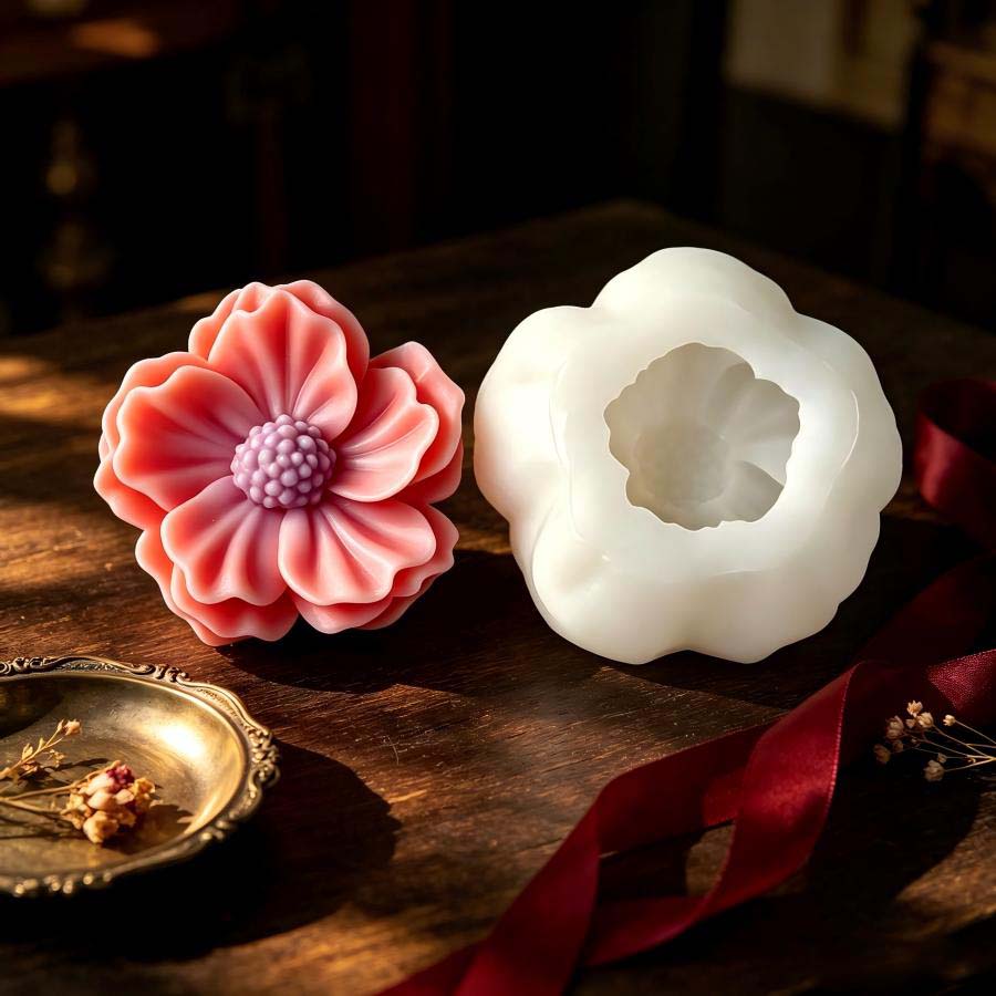 3D Camellia Flower Silicone Ca - Candle Souvenir ulasan dan harga