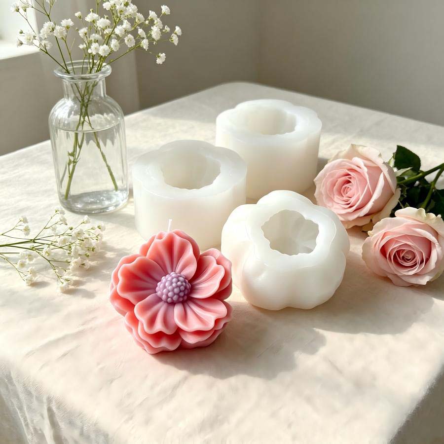 3D Camellia Flower Silicone Ca - Candle Souvenir ulasan dan harga